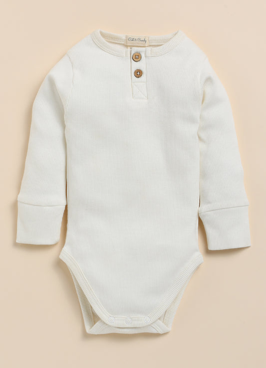 Cot & Candy Baby White & Mustard Bodysuit-Solid-Organic Cotton-Pack of 2-For Infants