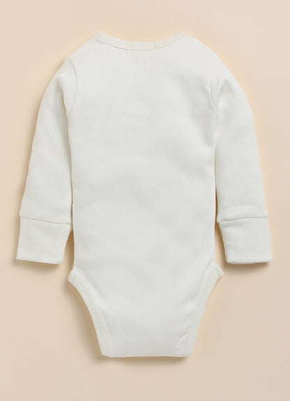 Cot & Candy Baby White & Mustard Winter Wear Bodysuit-Solid-Organic Cotton-Pack of 2-For Infants