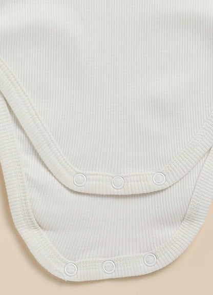 Cot & Candy Baby White & Mustard Bodysuit-Solid-Organic Cotton-Pack of 2-For Infants