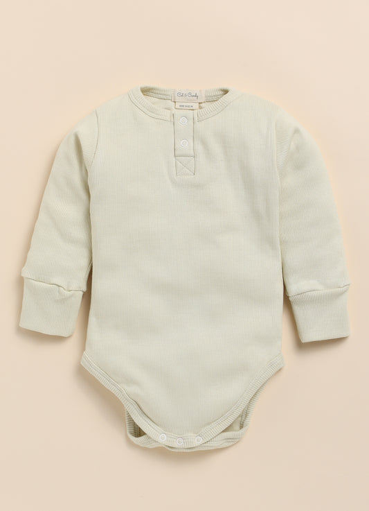 Cot & Candy Baby White & Oatmeal Winter Wear Bodysuit-Solid-Organic Cotton-Pack of 2-For Infants