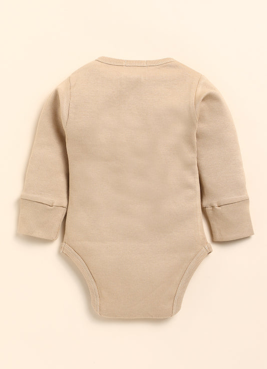 Cot & Candy Baby White Latte Winter Wear Bodysuit-Solid-Organic Cotton-Pack of 2-For Infants