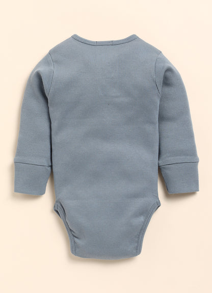 Cot & Candy Baby White & Aqua Winter Wear Bodysuit-Solid-Organic Cotton-Pack of 2-For Infants