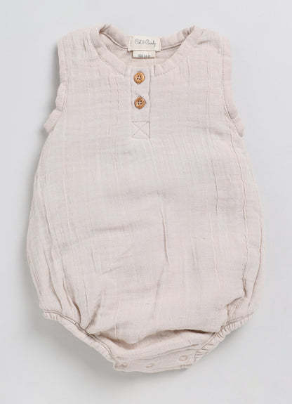 Cot & Candy Baby Oatmeal Romper-Solid-Muslin-For Infants