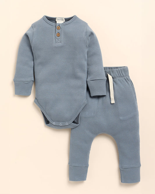 Cot & Candy Baby Aqua Bodysuit with Leggings-Solid-Organic Cotton-For Infants