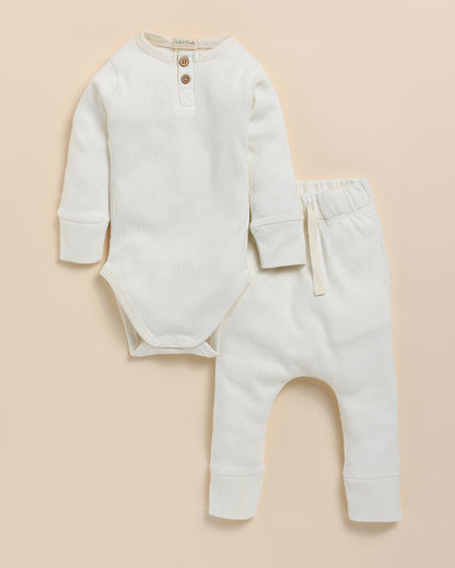 Cot & Candy Baby Milk Bodysuit with Leggings-Solid-Organic Cotton-For Infants