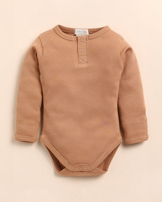 Cot & Candy Baby Camel Bodysuit with Leggings-Solid-Organic Cotton-For Infants