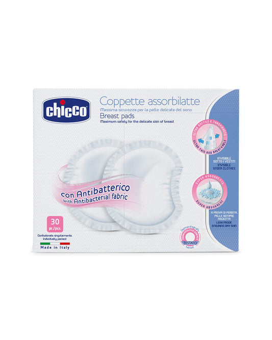 Chicco Breast Pads-With Antibacterial Fabric-Ultra Thin & Dermatologically Tested-Pack of 30