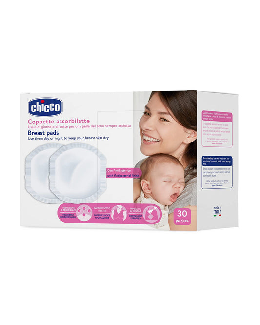 Chicco Breast Pads-With Antibacterial Fabric-Ultra Thin & Dermatologically Tested-Pack of 30