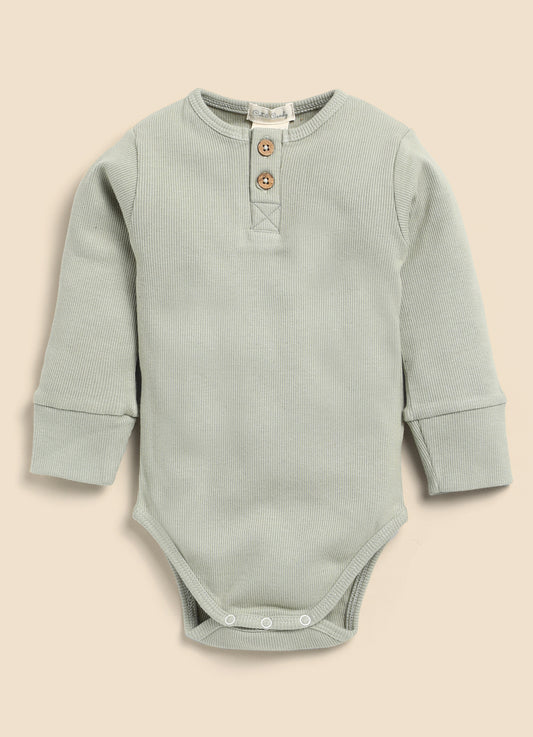 Cot & Candy Baby Sage Winter Wear Bodysuit-Solid-Organic Cotton-For Infants