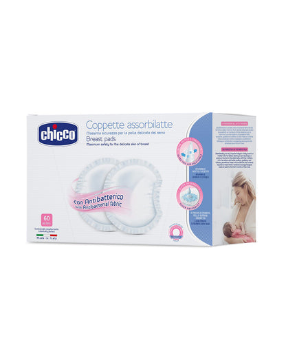 Chicco Breast Pads-With Antibacterial Fabric-Ultra Thin & Dermatologically Tested-Pack of 60