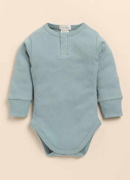 Cot & Candy Baby Sea Foam Winter Wear Bodysuit-Solid-Organic Cotton-For Infants