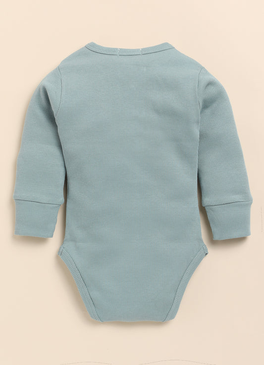 Cot & Candy Baby Sea Foam Winter Wear Bodysuit-Solid-Organic Cotton-For Infants