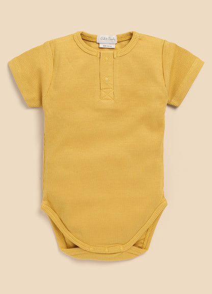 Cot & Candy Baby Mustard Bodysuit-Solid-Organic Cotton-For Infants