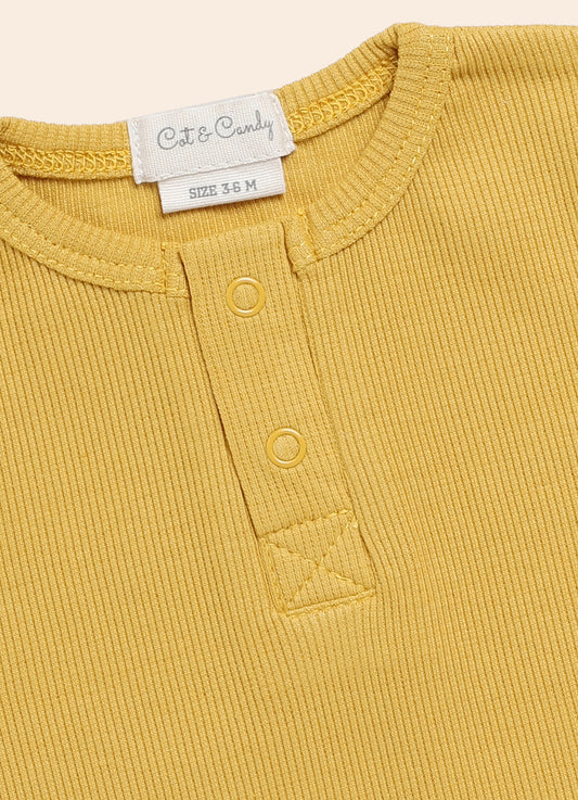 Cot & Candy Baby Mustard Bodysuit-Solid-Organic Cotton-For Infants