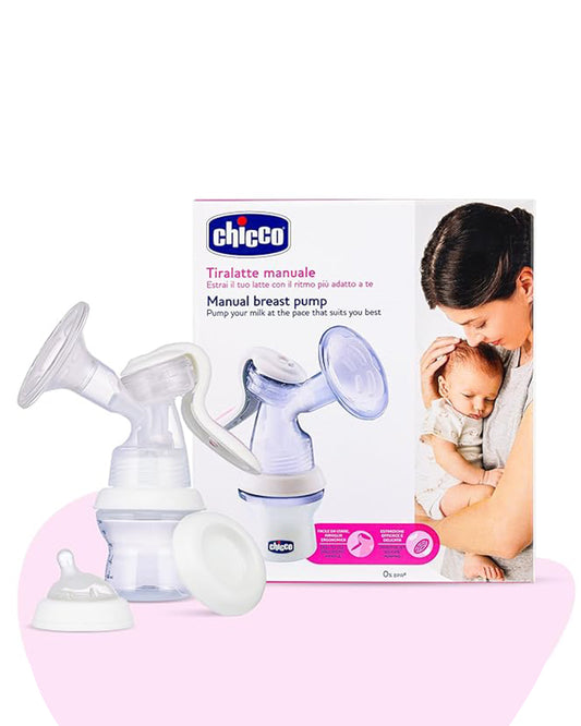 Chicco Natural Feeling Manual Breast Pump-2 Phase Technology-Includes Feeding Bottle, Teat & Airtight Cap-Ergonomic Handle & Extra Soft Silicone Cup-BPA Free & Compact Design-Milk Expression Pump