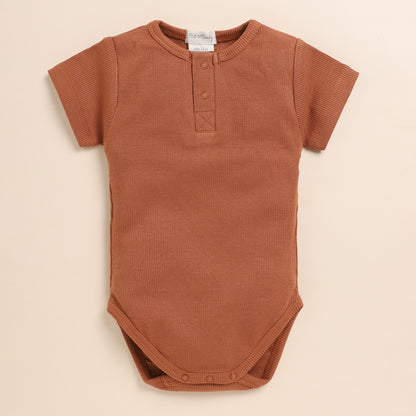 Cot & Candy Baby Ginger & Camel Bodysuit-Solid-Organic Cotton-Pack of 2-For Infants