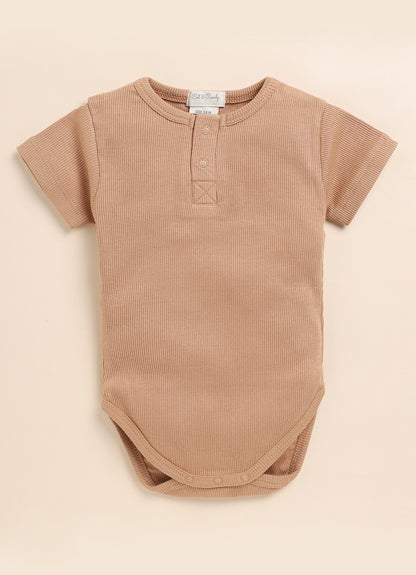 Cot & Candy Baby Ginger & Camel Bodysuit-Solid-Organic Cotton-Pack of 2-For Infants