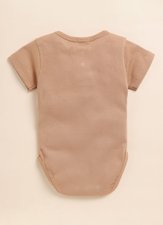 Cot & Candy Baby Ginger & Camel Bodysuit-Solid-Organic Cotton-Pack of 2-For Infants