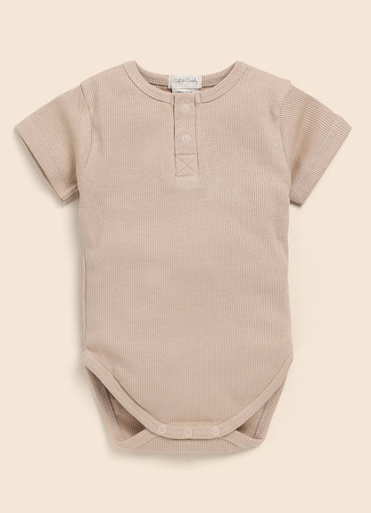 Cot & Candy Baby Latte & Mustard Bodysuit-Solid-Organic Cotton-Pack of 2-For Infants