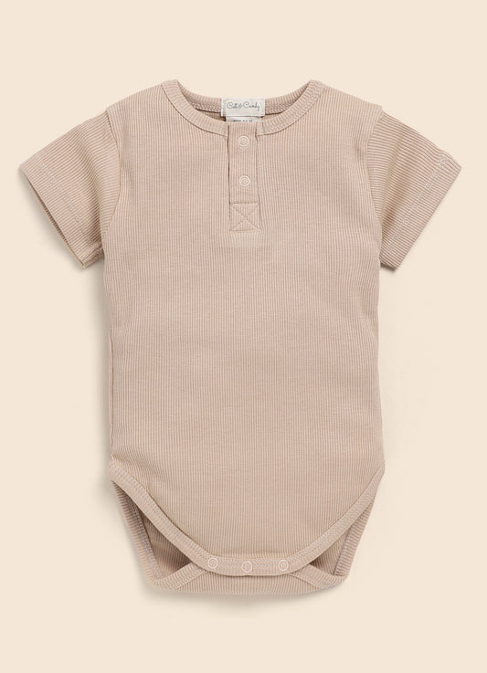 Cot & Candy Baby Latte & Mustard Bodysuit-Solid-Organic Cotton-Pack of 2-For Infants