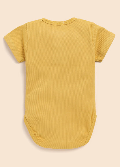 Cot & Candy Baby Latte & Mustard Bodysuit-Solid-Organic Cotton-Pack of 2-For Infants