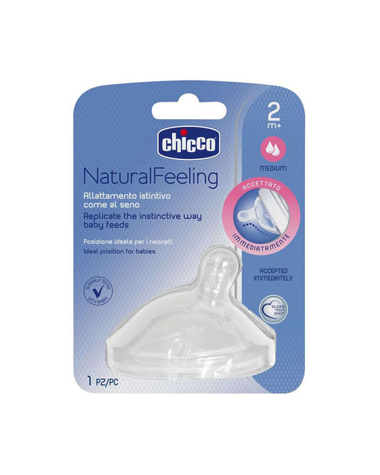 Chicco Natural Feeling Teat-Exclusive Angled Teat-Anti Colic Effect-2M+-Medium Flow-Feeding Bottle Nipple