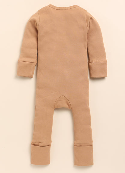 Cot & Candy Baby Milk & Camel Winter Wear Zipsuits-Solid-Organic Cotton-Pack of 2-For Infants