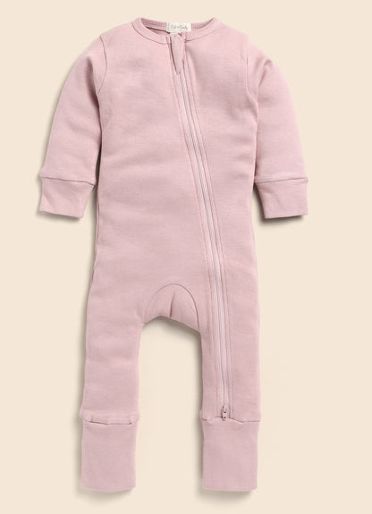 Cot & Candy Baby Milk & Blush Pink Zipsuits-Solid-Organic Cotton-Pack of 2-For Infants