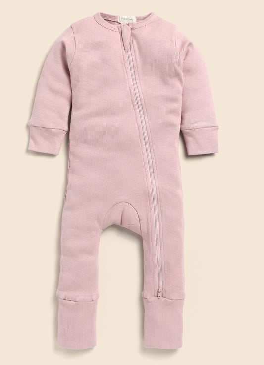 Cot & Candy Baby Milk & Blush Pink Winter Wear Zipsuits-Solid-Organic Cotton-Pack of 2-For Infants