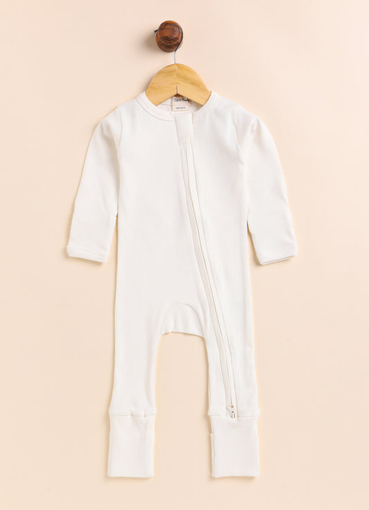 Cot & Candy Baby Milk & Blush Pink Winter Wear Zipsuits-Solid-Organic Cotton-Pack of 2-For Infants