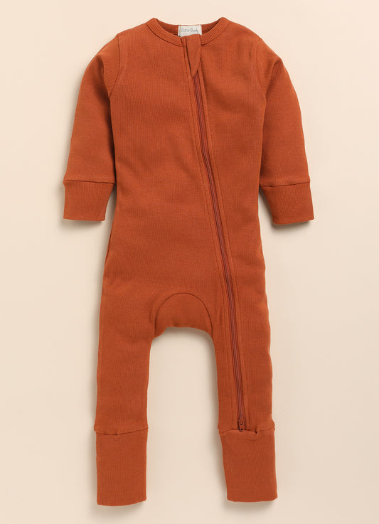 Cot & Candy Baby Milk & Ginger Winter Wear Zipsuits-Solid-Organic Cotton-Pack of 2-For Infants