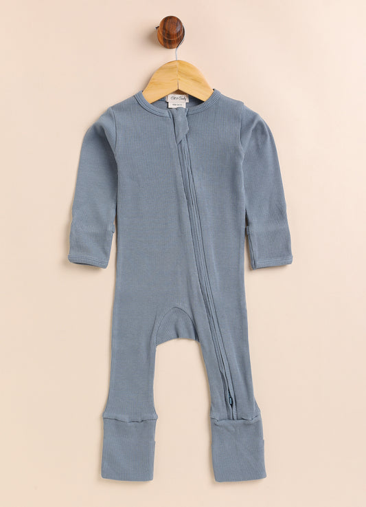 Cot & Candy Baby Milk & Aqua Winter Wear Zipsuits-Solid-Organic Cotton-Pack of 2-For Infants