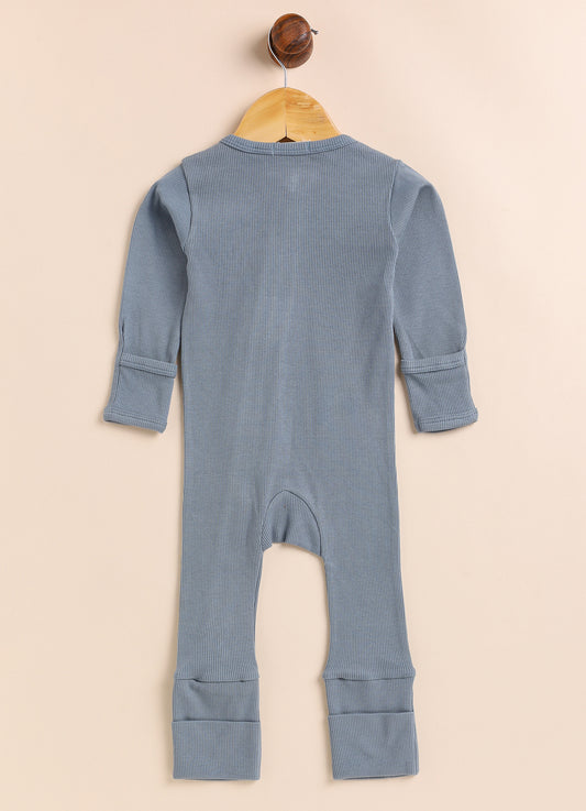 Cot & Candy Baby Milk & Aqua Winter Wear Zipsuits-Solid-Organic Cotton-Pack of 2-For Infants