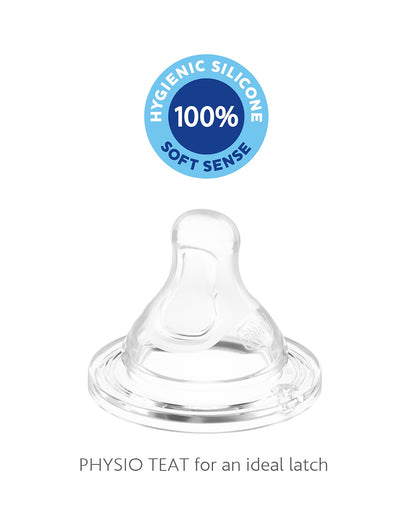 Chicco Physio Teat-Advanced Anti Colic Effect-Pack of 2-2M+-Medium Flow-Feeding Bottle Nipple