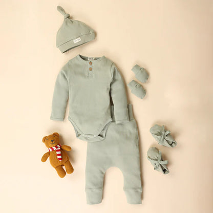 Cot & Candy Baby Sage Full Sleeve Bodysuit New Born Gift Set-Pack Of 5-Gift For Baby Shower & Baby Birthday