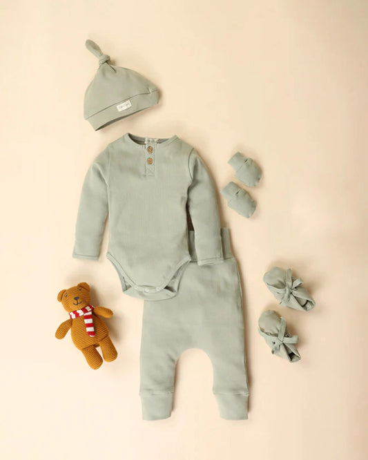 Cot & Candy Baby Sage Full Sleeve Bodysuit New Born Gift Set-Pack Of 5-Gift For Baby Shower & Baby Birthday
