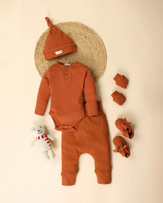 Cot & Candy Baby Ginger Full Sleeve Bodysuit New Born Gift Set-Pack Of 5-Gift For Baby Shower & Baby Birthday