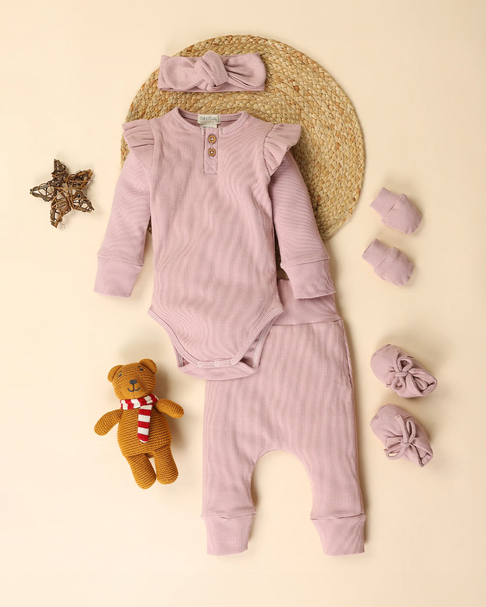 Candy Cot Cot & Candy Baby Blush Pink Full Sleeve Bodysuit New Born Gift Set-Pack ...