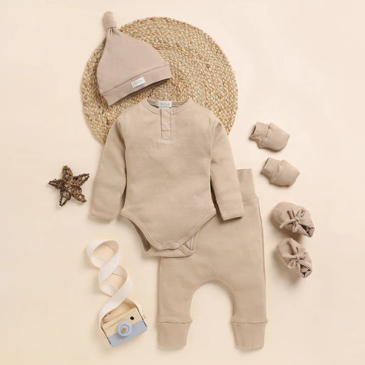 Cot & Candy Baby Latte Full Sleeve Bodysuit New Born Gift Set-Pack Of 5-Gift For Baby Shower & Baby Birthday