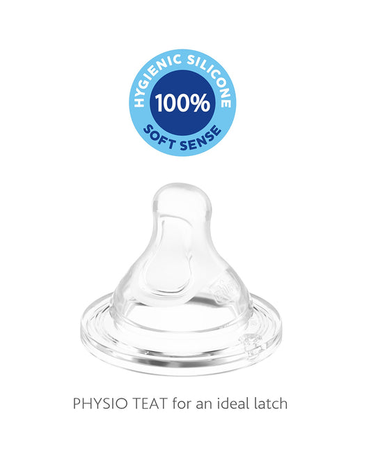 Chicco Physio Teat-Advanced Anti Colic Effect-Pack of 2-6M+-Food Flow-Feeding Bottle Nipple