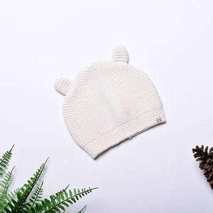 BeeLittle White Cap-Knitted-Organic Cotton-For Infants