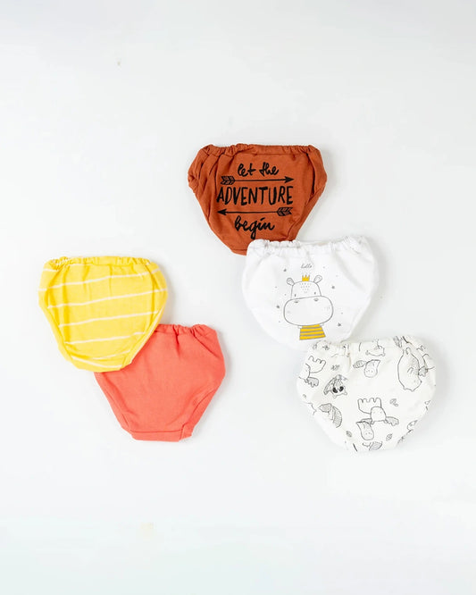 BeeLittle Muticolor Briefs-Adventure Ready-Organic Cotton-Pack of 5-For Infants