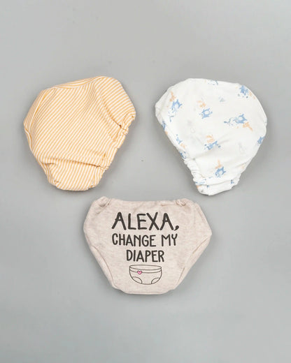 BeeLittle Muticolor Briefs-Alexa Baby-Organic Cotton-Pack of 3-For Infants