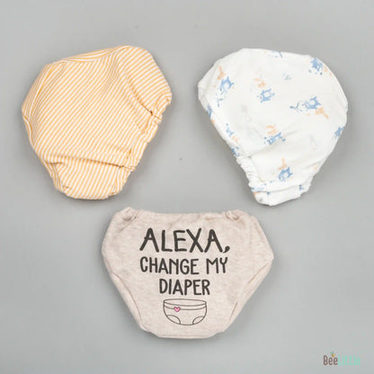 BeeLittle Muticolor Briefs-Alexa Baby-Organic Cotton-Pack of 3-For Infants