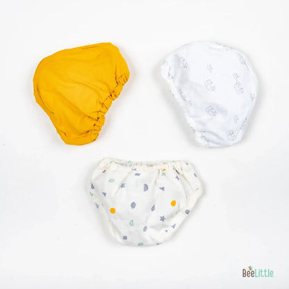 BeeLittle Muticolor Briefs-Mustard Abstract-Organic Cotton-Pack of 3-For Infants