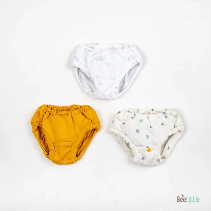 BeeLittle Muticolor Briefs-Mustard Abstract-Organic Cotton-Pack of 3-For Infants