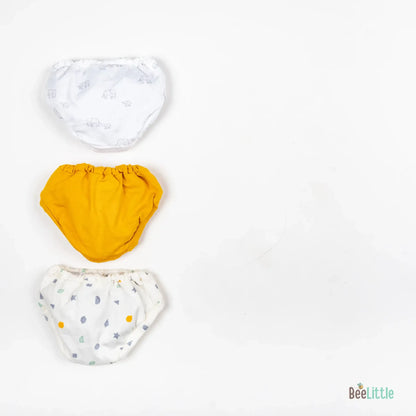 BeeLittle Muticolor Briefs-Mustard Abstract-Organic Cotton-Pack of 3-For Infants