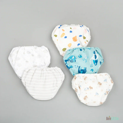 BeeLittle Muticolor Briefs-Tuskers-Organic Cotton-Pack of 5-For Infants