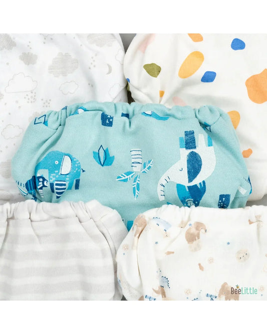 BeeLittle Muticolor Briefs-Tuskers-Organic Cotton-Pack of 5-For Infants