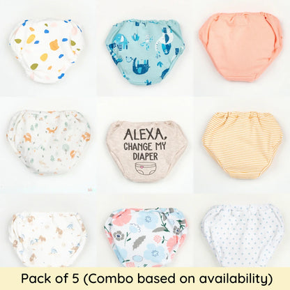 BeeLittle Muticolor Briefs-Printed-Organic Cotton-Pack of 5-For Infants